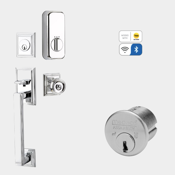 Hamden Tubular Entrance Lockset with Smart LockMedeco High Security Up